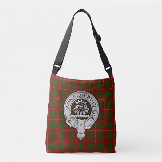 Clan Cameron Crest & Tartan Crossbody Tas (Voorkant)