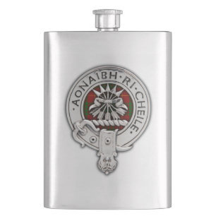 Clan Cameron Crest & Tartan Flacon
