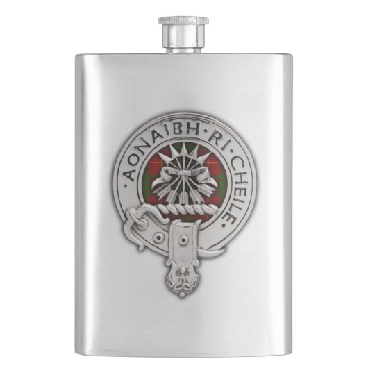 Clan Cameron Crest & Tartan Flacon (Voorkant)
