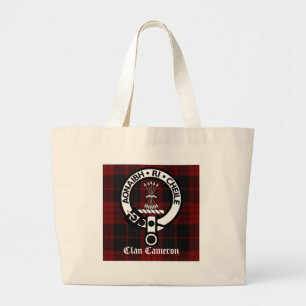 Clan Cameron Crest & Tartan Grote Tote Bag