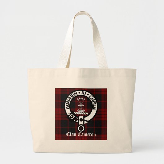 Clan Cameron Crest & Tartan Grote Tote Bag (Voorkant)