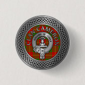 Clan Cameron Crest & Tartan Knot Button (Voorkant)