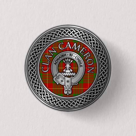 Clan Cameron Crest & Tartan Knot Button (Voorkant)