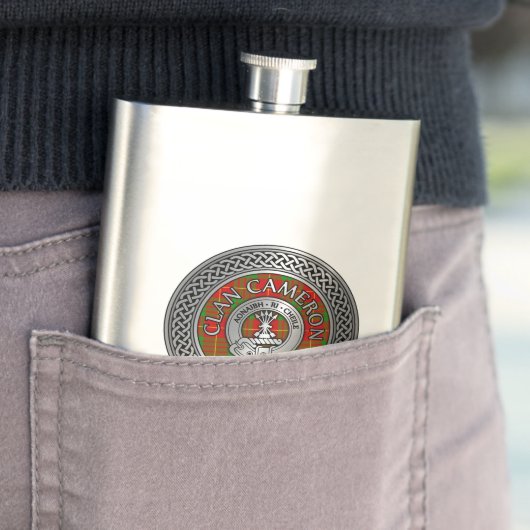 Clan Cameron Crest & Tartan Knot Flask Flacon (Voorbeeld)