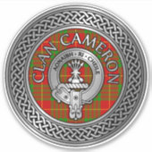 Clan Cameron Crest & Tartan Knot Sticker (Voorkant)