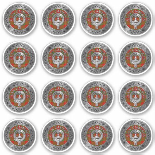 Clan Cameron Crest & Tartan Knot Sticker (Voorkant)