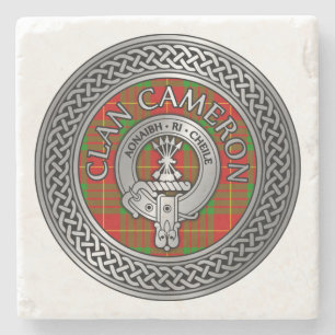 Clan Cameron Crest & Tartan Knot Stone Onderzetter