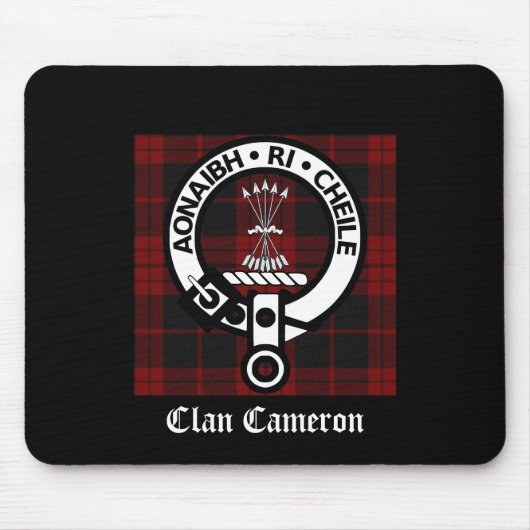 Clan Cameron Crest & Tartan Muismat (Voorkant)