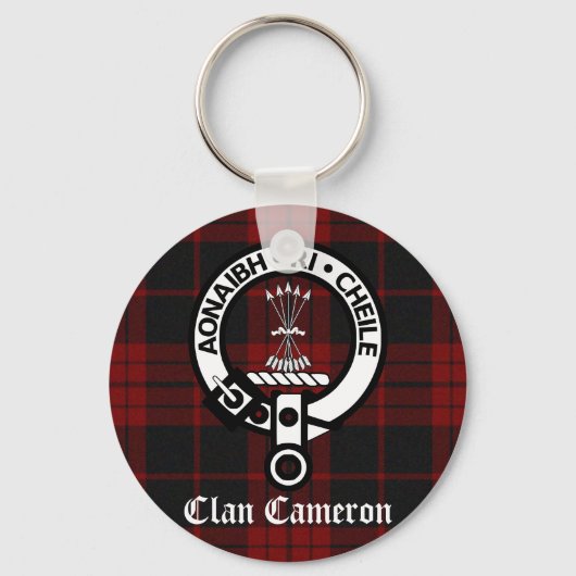Clan Cameron Crest & Tartan Sleutelhanger (Voorkant)