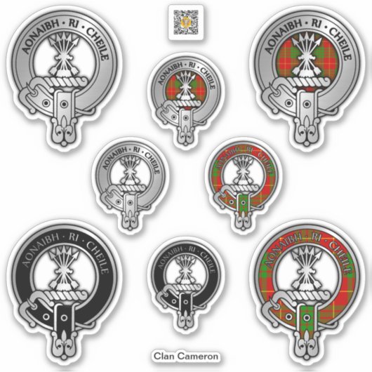Clan Cameron Crest & Tartan Sticker (Voorkant)