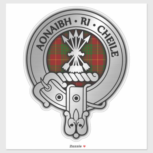 Clan Cameron Crest & Tartan Sticker (Vel)