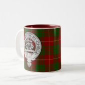 Clan Cameron Crest & Tartan Tweekleurige Koffiemok (Voorkant links)