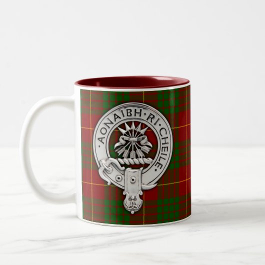 Clan Cameron Crest & Tartan Tweekleurige Koffiemok (Links)