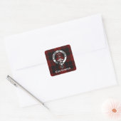 Clan Cameron Crest & Tartan Vierkante Sticker (Envelop)