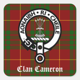 Clan Cameron Crest & Tartan Vierkante Sticker