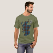 Clan Cameron Hunting Tartan Map & Crest T-shirt (Voorkant volledig)