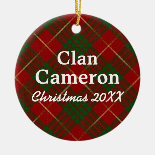 Clan Cameron Scottish Tartan Keramisch Ornament (Voorkant)