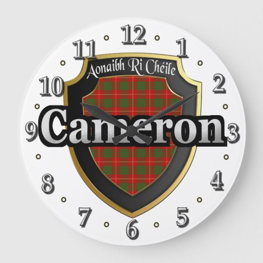 Clan Cameron Tartan Scottish Dream Clock Grote Klok (Voorkant)