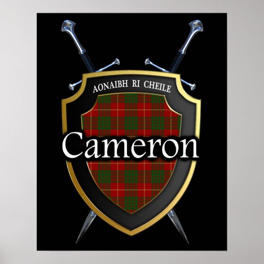 Clan Cameron Tartan Scottish Shield & Swords Poster (Voorkant)