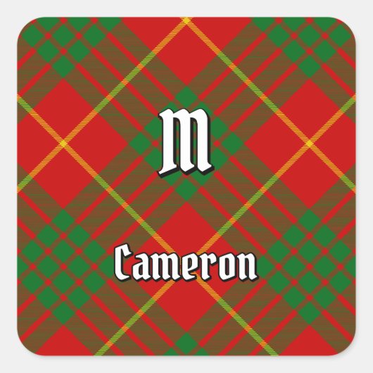 Clan Cameron Tartan Vierkante Sticker (Voorkant)
