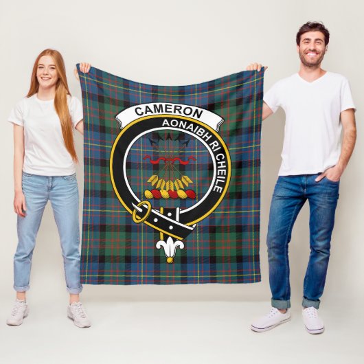 Clan Cameron van Erracht Oud Schotse Plaid Tartan Fleece Deken (In situ)