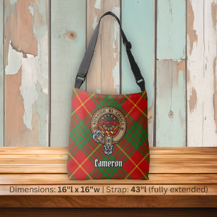 Clan Cameron Wapen over Tartan Crossbody Tas