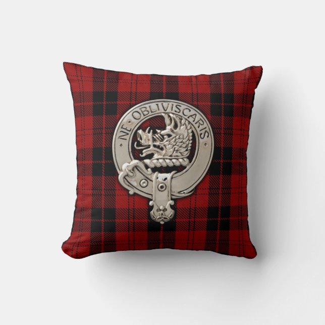 Clan Campbell Crest & Armaddie Tartan Kussen (Voorkant)