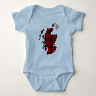 Clan Campbell Crest & Armaddie Tartan Map Romper