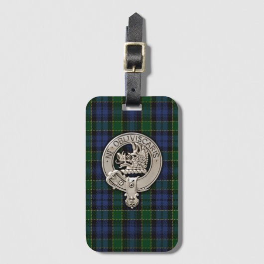 Clan Campbell Crest & Breadalbane Tartan Bagagelabel (Voorkant (verticaal))