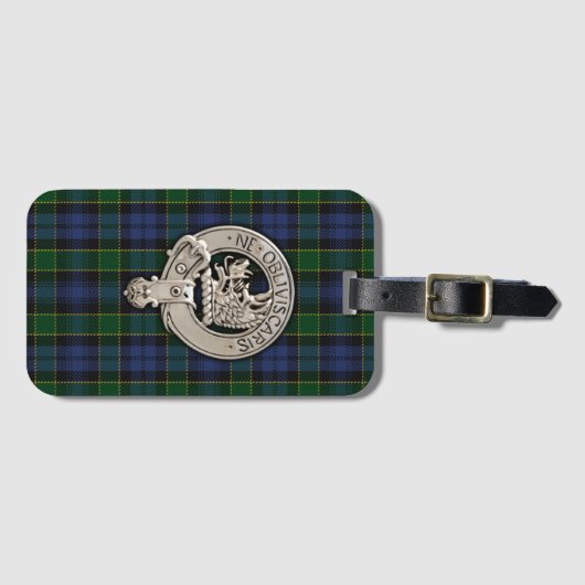 Clan Campbell Crest & Breadalbane Tartan Bagagelabel (Voorkant (horizontaal))