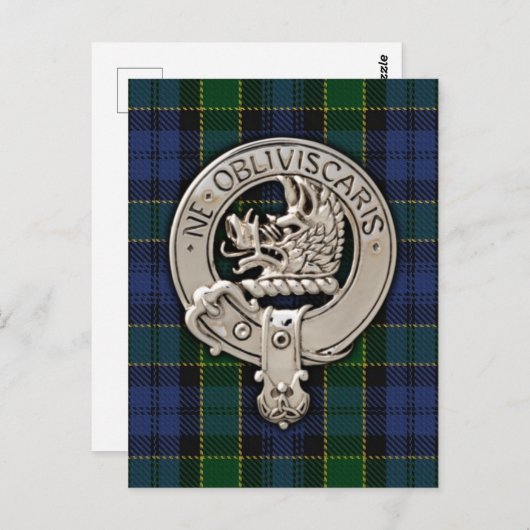 Clan Campbell Crest & Breadalbane Tartan Briefkaart (Voorkant / Achterkant)