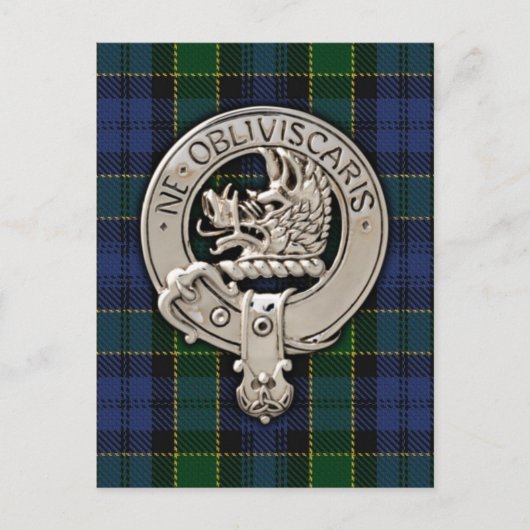 Clan Campbell Crest & Breadalbane Tartan Briefkaart (Voorkant)