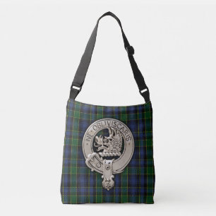 Clan Campbell Crest & Breadalbane Tartan Crossbody Tas
