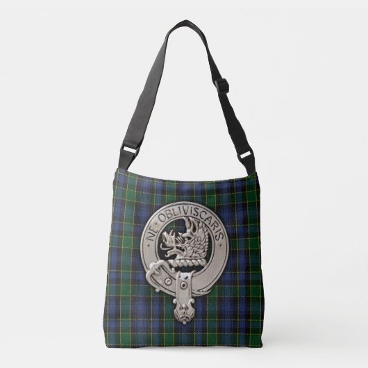 Clan Campbell Crest & Breadalbane Tartan Crossbody Tas (Voorkant)