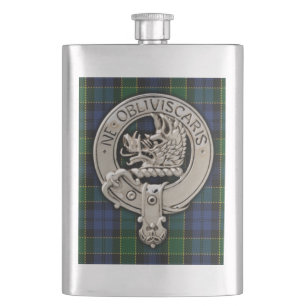 Clan Campbell Crest & Breadalbane Tartan Flacon