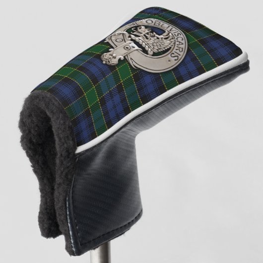 Clan Campbell Crest & Breadalbane Tartan Golfheadcover (3/4 voorkant)