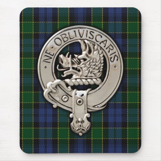 Clan Campbell Crest & Breadalbane Tartan Muismat (Voorkant)