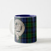 Clan Campbell Crest & Breadalbane Tartan Tweekleurige Koffiemok (Voorkant links)