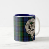 Clan Campbell Crest & Breadalbane Tartan Tweekleurige Koffiemok (Voorkant rechts)