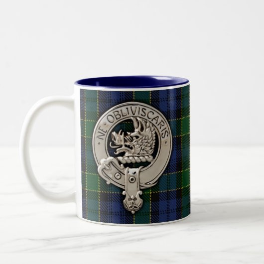 Clan Campbell Crest & Breadalbane Tartan Tweekleurige Koffiemok (Links)