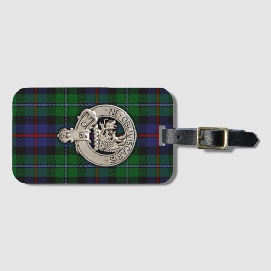 Clan Campbell Crest & Cawdor Tartan Bagagelabel (Voorkant (horizontaal))