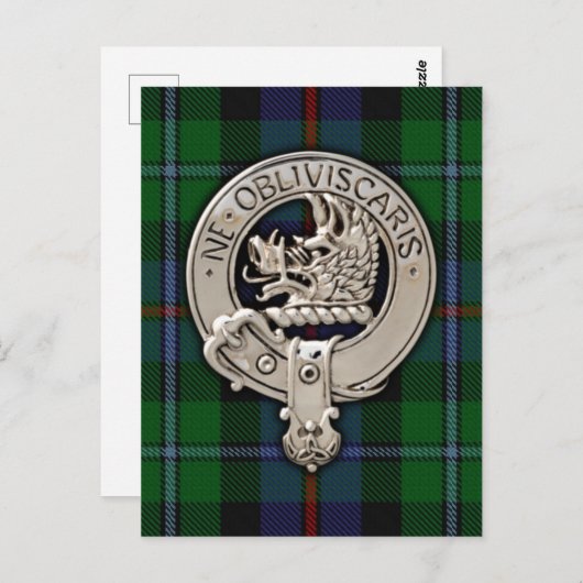 Clan Campbell Crest & Cawdor Tartan Briefkaart (Voorkant / Achterkant)
