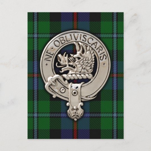 Clan Campbell Crest & Cawdor Tartan Briefkaart (Voorkant)