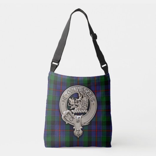 Clan Campbell Crest & Cawdor Tartan Crossbody Tas (Voorkant)