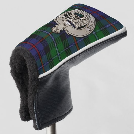 Clan Campbell Crest & Cawdor Tartan Golfheadcover (3/4 voorkant)