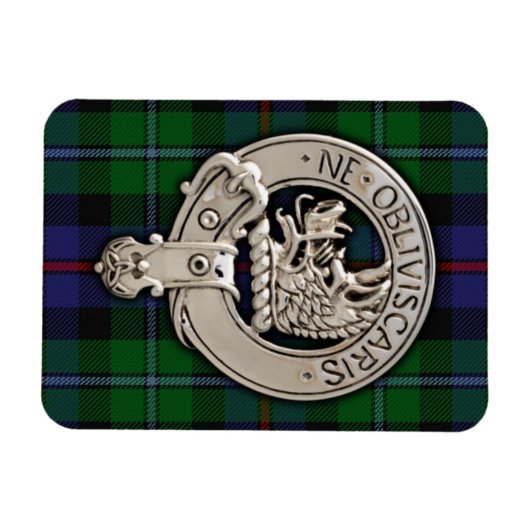 Clan Campbell Crest & Cawdor Tartan Magneet (Horizontaal)