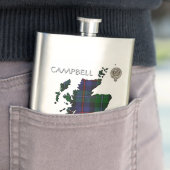 Clan Campbell Crest & Cawdor Tartan Map Flacon (Voorbeeld)