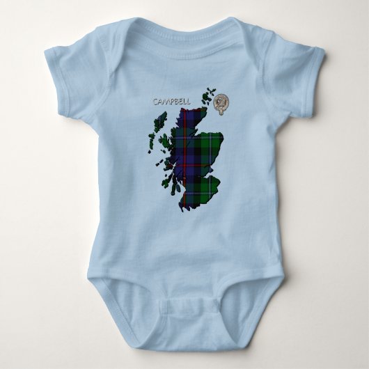 Clan Campbell Crest & Cawdor Tartan Map Romper (Voorkant)