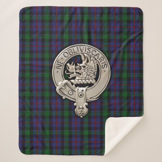 Clan Campbell Crest & Cawdor Tartan Sherpa Deken (Voorkant)