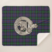 Clan Campbell Crest & Cawdor Tartan Sherpa Deken (Voorkant (horizontaal))